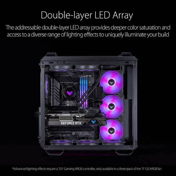 Asus TUF Gaming TF120 ARGB Black – 120mm Cabinet Fan with ARGB Controller (Triple Pack)
